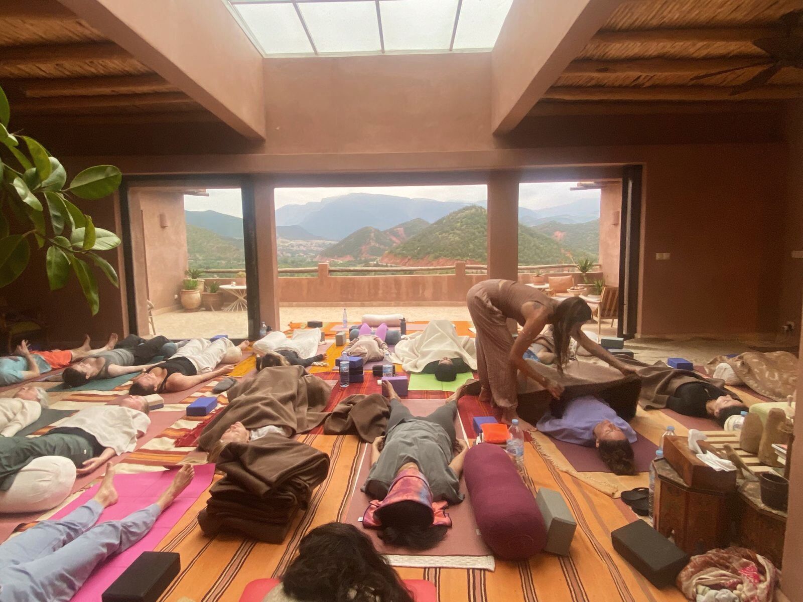Deep rest in the mountain shala, doors open to the Atlas hills