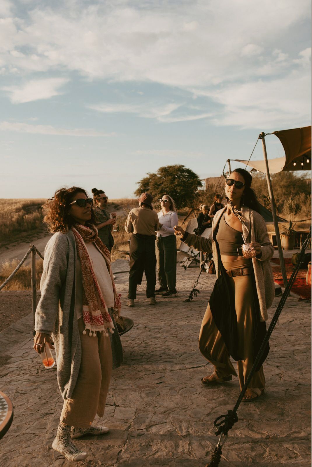 Golden hour at the desert camp