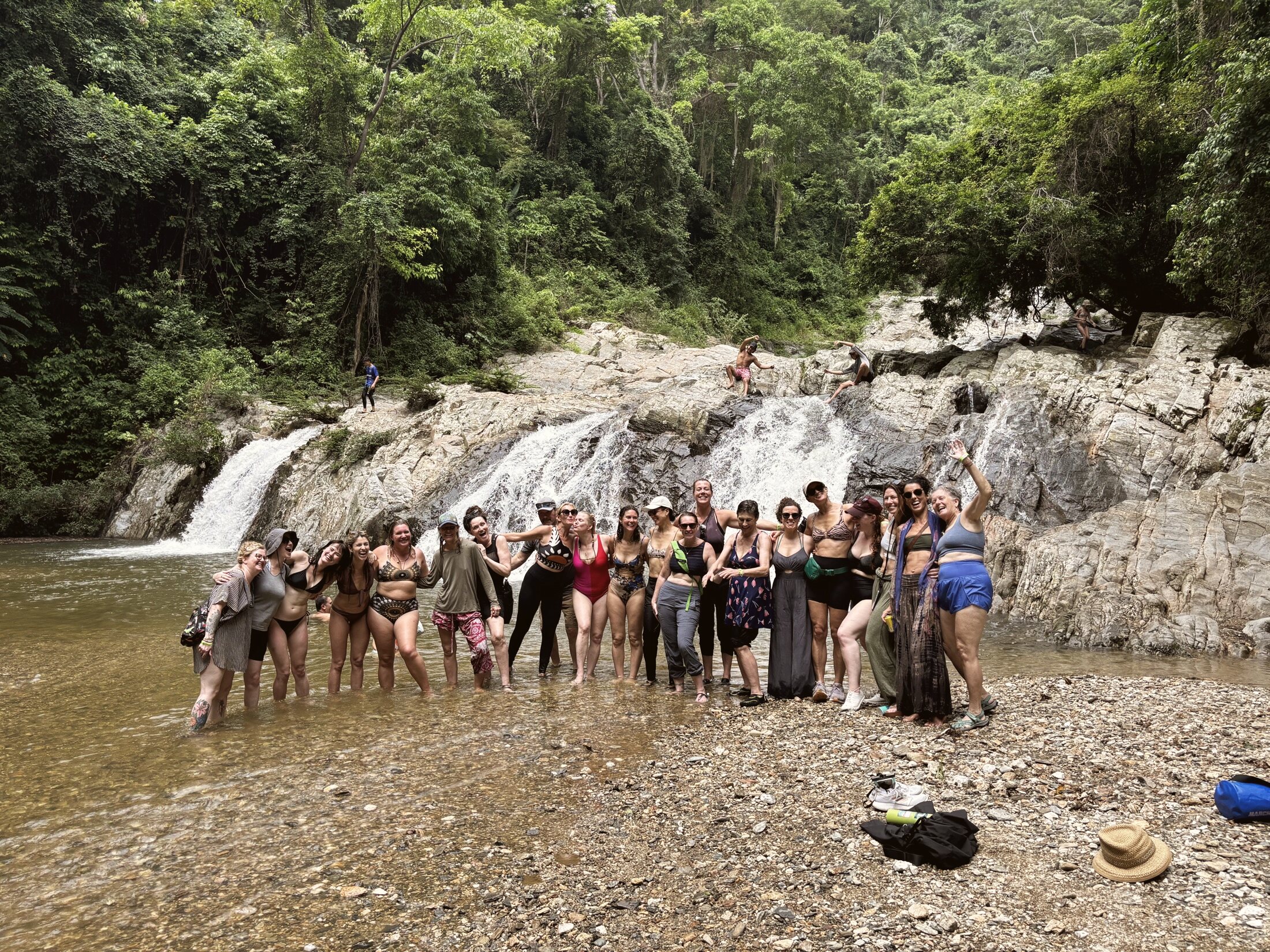 The Rebel group at the waterfall in Colombia