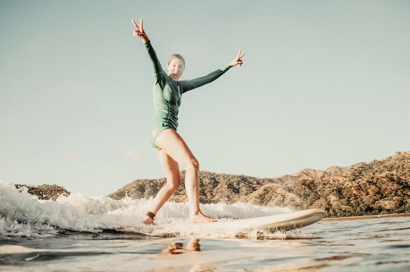 Surfing on a beach in Panama