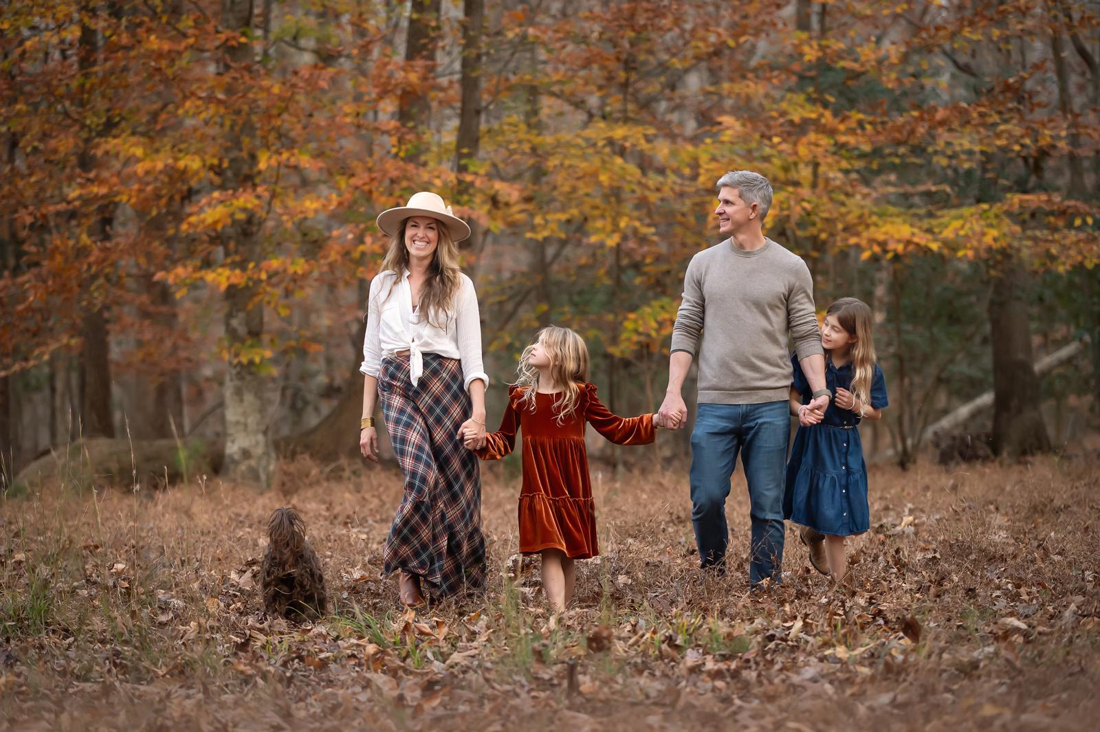 Brisa and her family walking in the woods